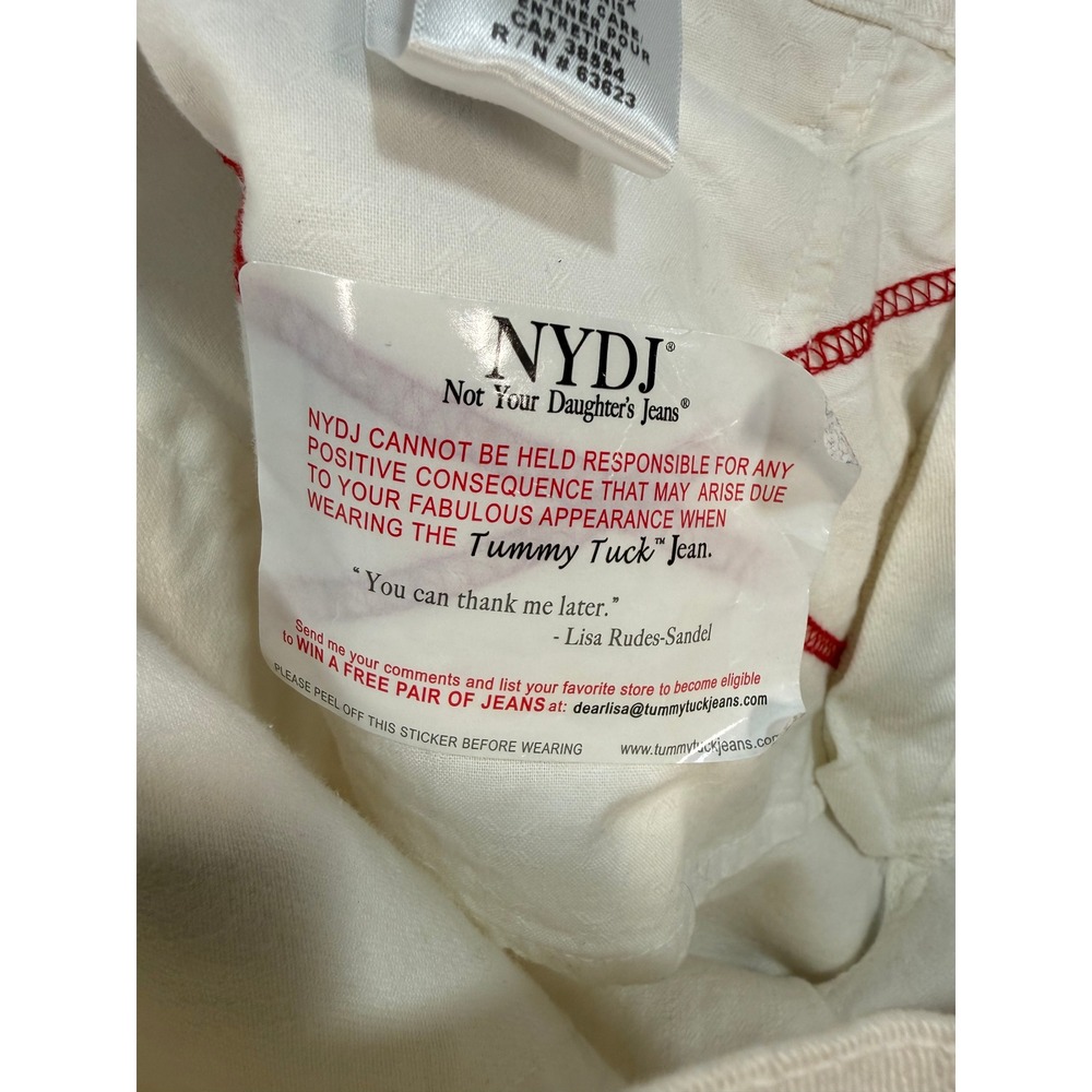 NYDJ White Flare Jeans Women 12 NWT Tummy Tuck 33 X 34 Inseam Stretch USA Bling - Picture 7 of 17